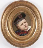 Scottish School, Portrait of a Young Boy in Plaid ‐, Oil on canvas