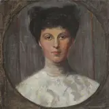 Bust Portrait of a Dark-Haired Woman in feigned tondo by Continental School, Oil on canvas, offered Apr 2023