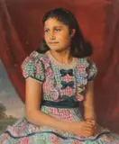 Edwin C. Slater, Portrait of a Seated Girl in a Summer Dress ‐, Oil on canvas