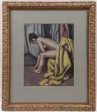French School, A Female Nude in Chair, Pastel on paper