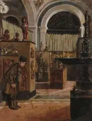 Austrian School, An Interior Sculpture Gallery ‐, Oil on canvas