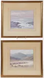 Edward Marion Langley, California Mountainous Desert Scene and Seascape ‐, Watercolor and gouache