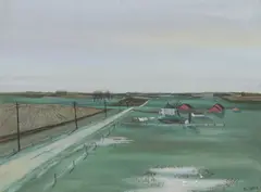 Lanundry Day ‐ by Dorothy Young Graham, Watercolor and gouache on board, sold Apr 2023