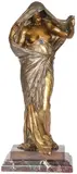 Louis-Ernest Barrias, Nature Revealing Herself, Gilt, and silver patinated bronze with blue glass scarab
