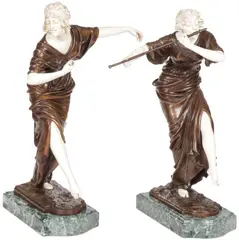 Paul Philippe, The Flute Player and Dancer -, Bronze with carved ivory