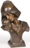 Georges Flamand, Motherhood, Bronze with dark brown patina