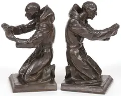Louis McClellan Potter, Praying Monks -, Bronze with dark brown patina