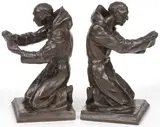 Louis McClellan Potter, Praying Monks -, Bronze with dark brown patina