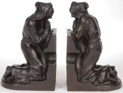 Louis McClellan Potter, Praying Monks -, Patinated bronze book ends