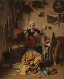 Charles Jennings Bridgman, Battledore and Shuttlecock -, Oil on canvas