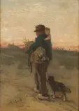 Jozef Israëls, Wood Gatherer and Child at Dusk -