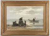 Philippe Lodewijk Jacob Frederik Sadee, Shrimp Fishing at Scheveningen -, Oil on canvas