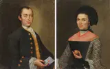 I.W. Cortoletsch, Portrait of a Man Holding Letter and Woman with Lemon -, Oil on canvas laid down