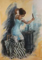 Manuel Robbe, In the Dressing Room -, Pastel