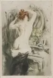 Manuel Robbe, Nu se Coiffant, Color drypoint