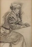 Louis Auguste Mathieu Legrand, A Seated Beauty -, Charcoal and graphite