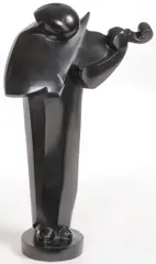 Ferdinand Parpan, The Violinist, Bronze with dark brown patina
