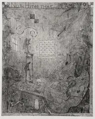 William T. Wiley, Now Here's That Blame Treaty -, Aquatint and drypoint etching
