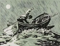 Richard Bosman, Full Moon, Woodcut
