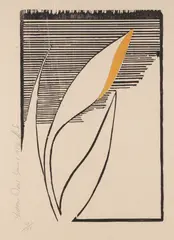 Yellow Iris - by Donald Sultan, Woodblock, sold Dec 2022