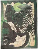 Lonnie Holley, Abstract Composition in green and black -, Acrylic on card stock