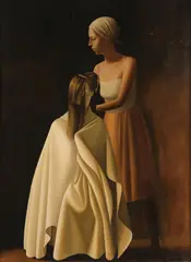 Alexei Bazanov, Preparation for a Haircut -, Oil on canvas