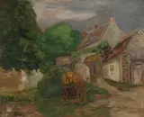 Aizik Feder, A French Village Scene, Oil on canvas