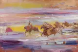 Earl Biss, The Race of Man and Horse -, Oil on canvas