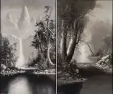A. D. M. Cooper, Yosemite Falls and Riverscape -, Oil on canvas in grisaille