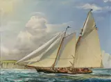 Kipp Soldwedel, Sailing Yacht America at Sea -, Oil on canvas