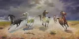 Jim Abeita, Wild Horses on the Desert Plain, Oil on canvas
