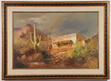 Jim Abeita, Adobe in a Desert Landscape, Oil on canvas
