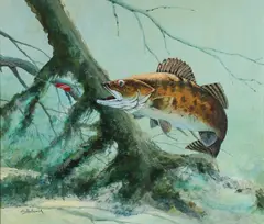Scott Heistand, Taking the Bait, Oil on illustration board