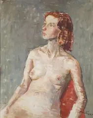Portrait of a Seated Nude Woman by Robert Brackman, Oil on canvas, sold Dec 2022
