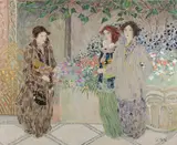 Ellen Gunn, Three Women in Flower Garden, Oil on canvas
