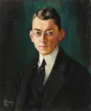 Maximilian Schultze-Bertallo, Portrait of a Young Man in Glasses -, Oil on canvas