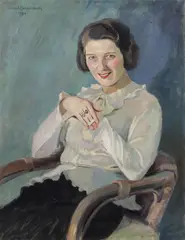Richard Moldenhauer, Portrait of a Seated Woman with a Cigarette -, Oil on canvas