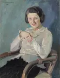 Richard Moldenhauer, Portrait of a Seated Woman with a Cigarette -, Oil on canvas