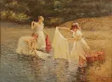 Jean Lefort, Wash Day, Oil on board