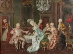 Cleto Luzzi, A Mishap at Tea Time, Oil on canvas