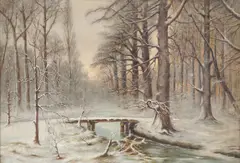 Franz (Col.) Mayer, Winter view of Valley Stream, Oil on canvas