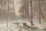 Franz (Col.) Mayer, Winter view of Valley Stream, Oil on canvas