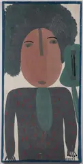Mose Tolliver, Portrait of Man with Guitar (Possibly Jimi Hendrix), Acrylic on wood