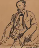 Laura Knight, Sketch of Augustus Saint-Gaudens -, Charcoal on paper
