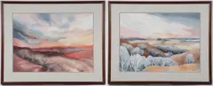 Robert J. Shuler, Sunset on the Foothills -, Watercolor on paper