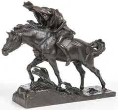 Jean-Léon Gérôme, Caesar Crossing the Rubicon, Bronze with dark brown patina–a sharp crisp casting