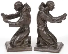 Louis McClellan Potter, Praying Monks-, Bronze with dark brown patina