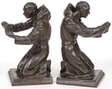 Louis McClellan Potter, Praying Monks-, Bronze with dark brown patina