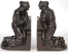 Louis McClellan Potter, Praying Monks -, Patinated bronze book ends