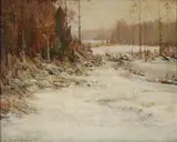Frank W. Loven, Winter Wooded Landscape, Oil on board